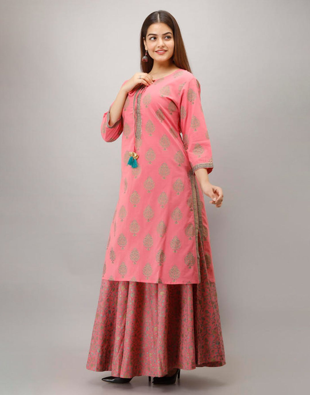 Printed Cotton Kurti With Plazzo
