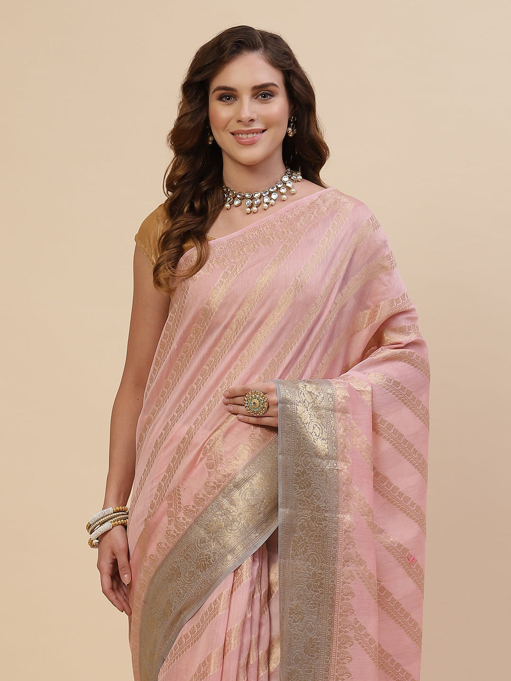 Zari Jaal Cotton Woven Saree