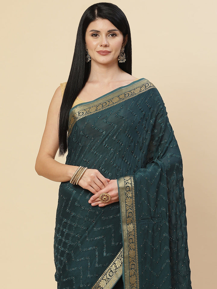 Embroidered Crepe Saree