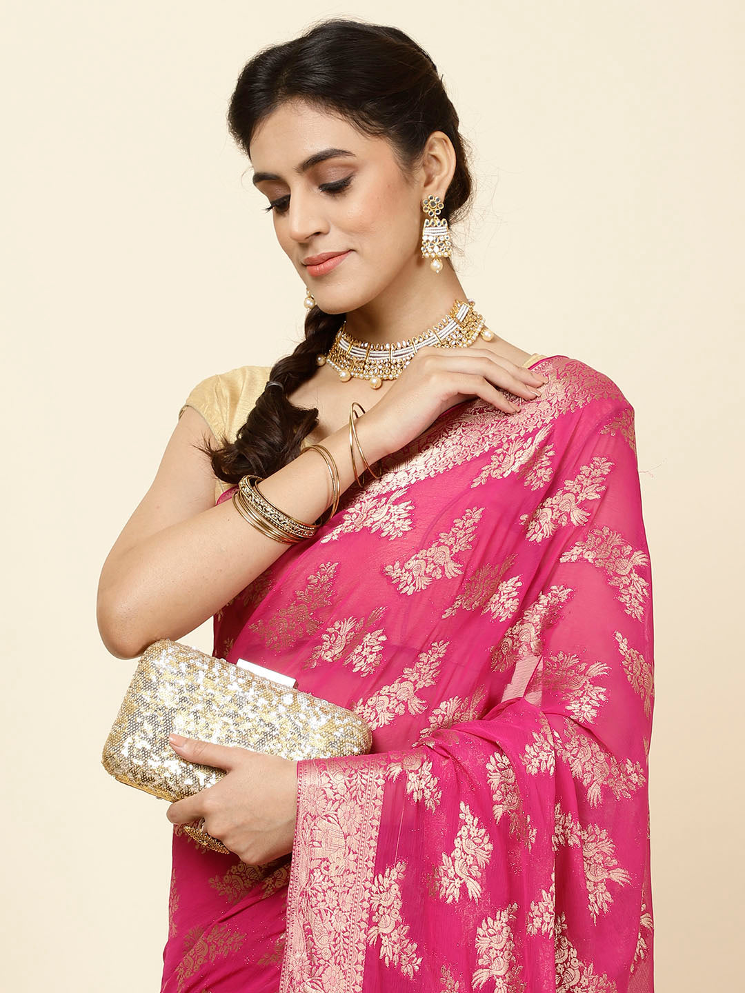 Zari Jaal Woven Chiffon Saree