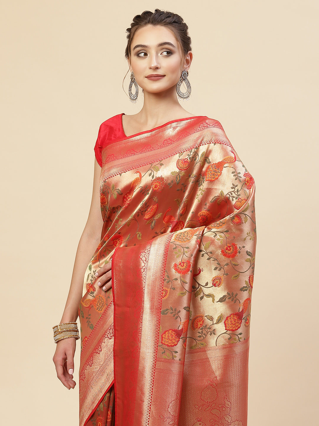 Floral Zari Jaal Handloom Woven Saree