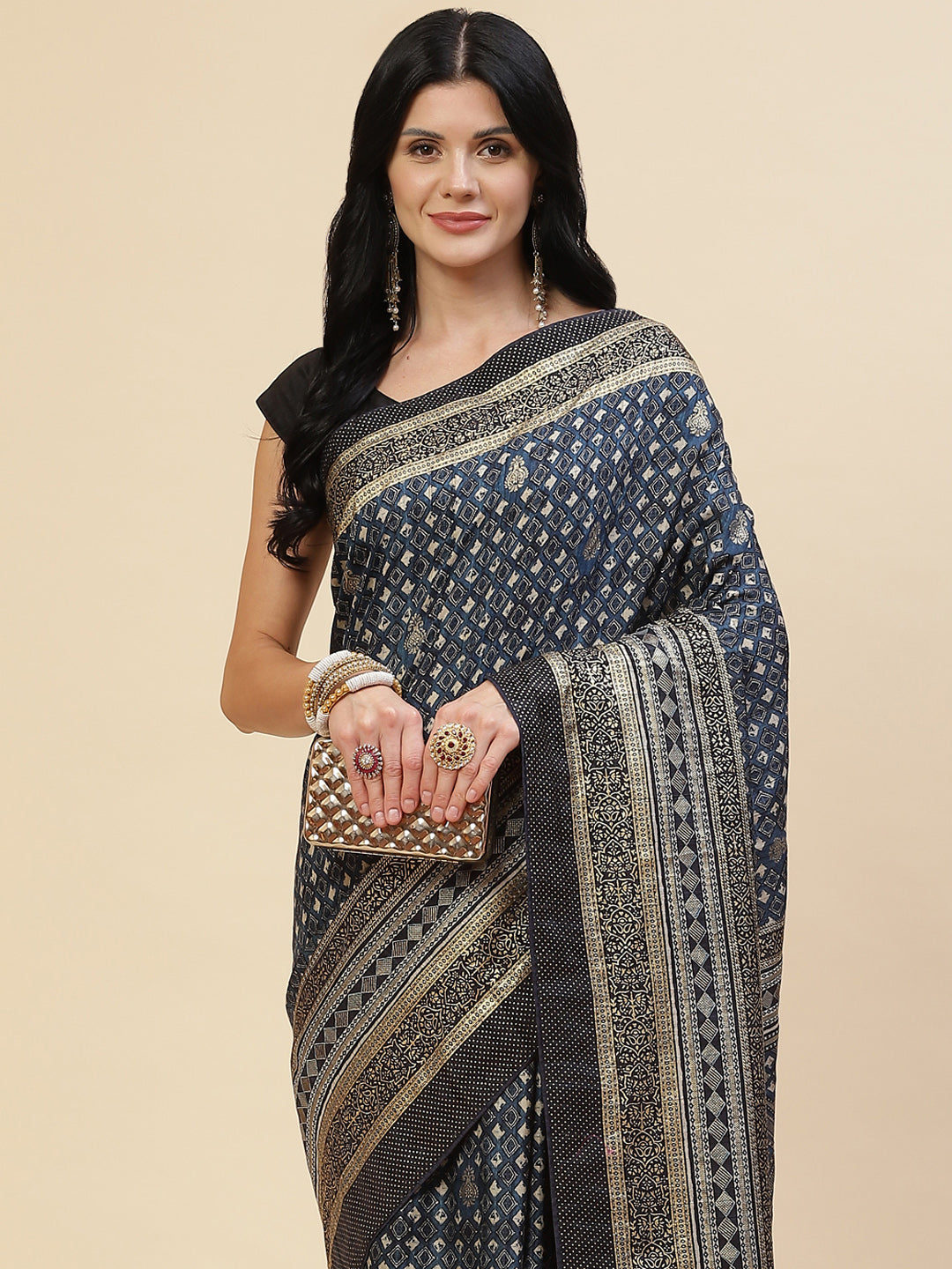 Abstract Printed Handloom Saree