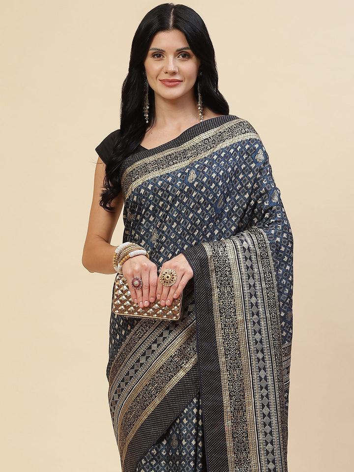 Abstract Printed Handloom Saree