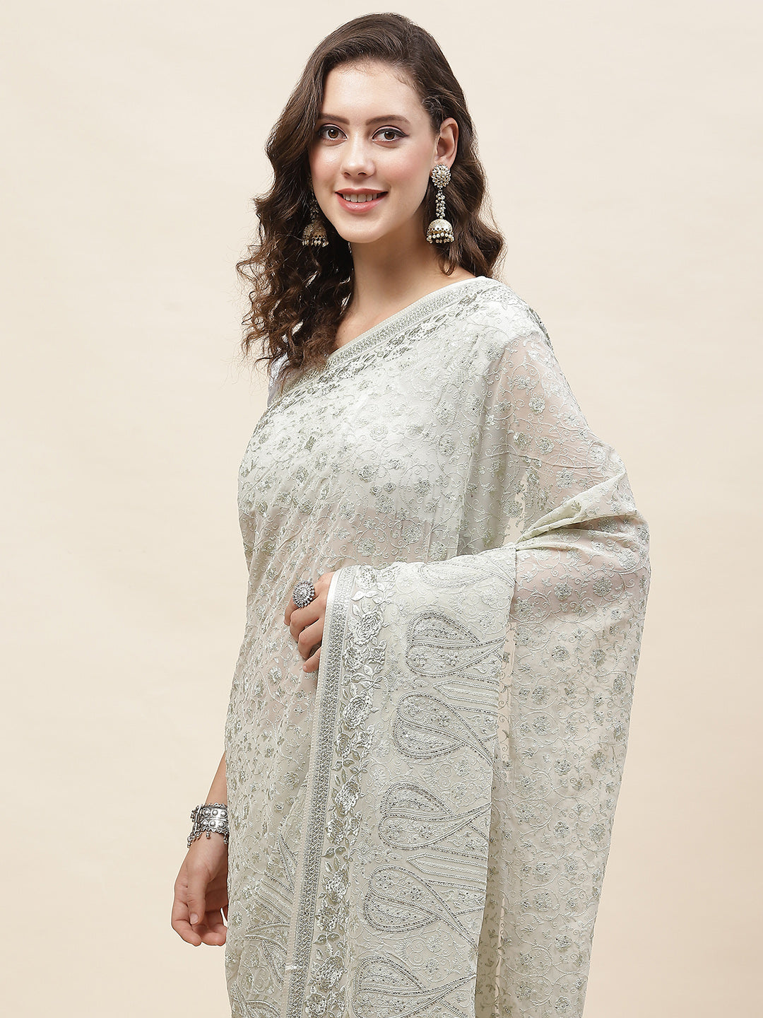 Resham Jaal Embroidery Georgette Saree