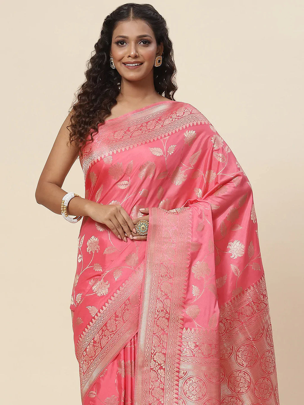 Floral Zari Jaal Handloom Woven Saree
