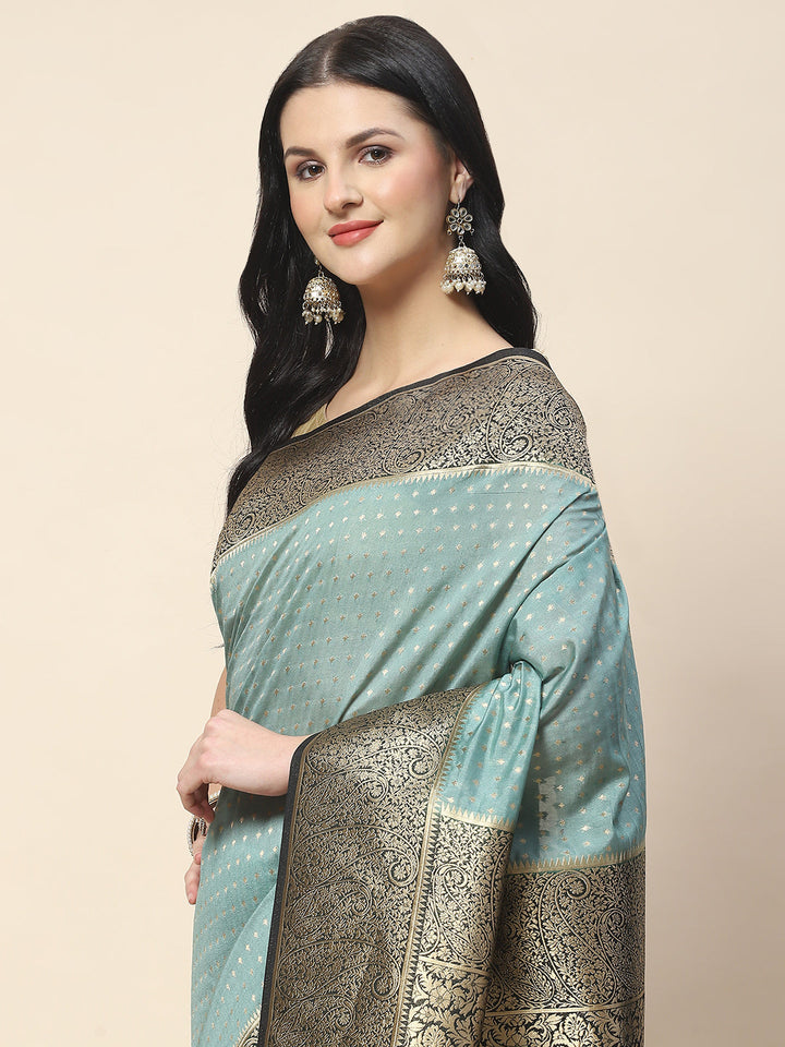 Zari Border Booti Woven Handloom Saree