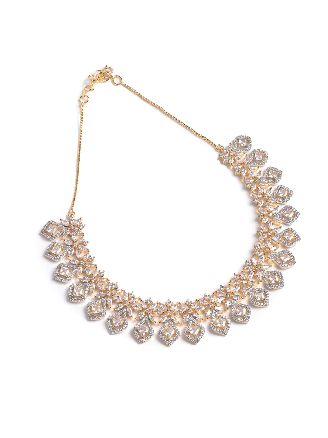 Silver AD Necklace Set With Earrings