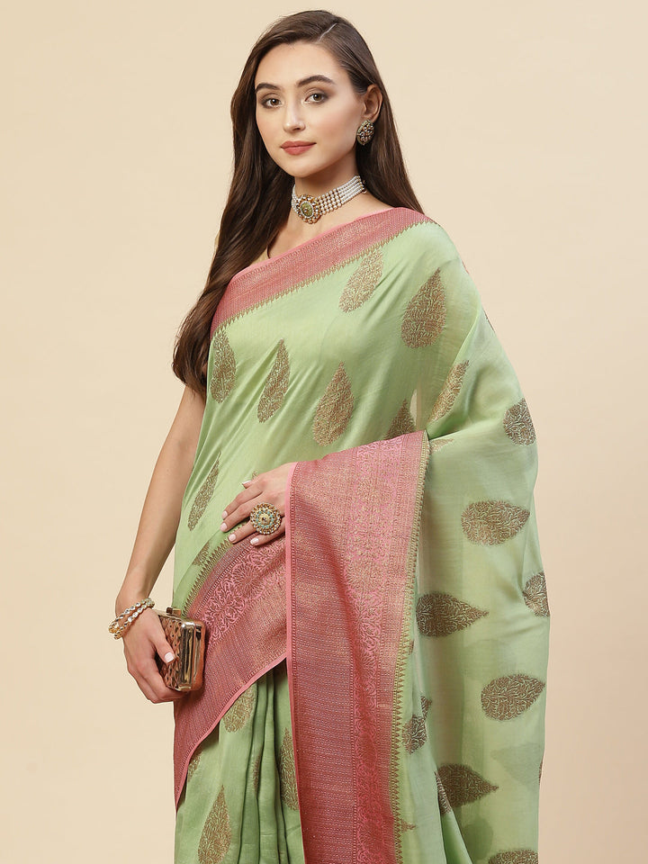 Zari Border Booti Cotton Woven Saree