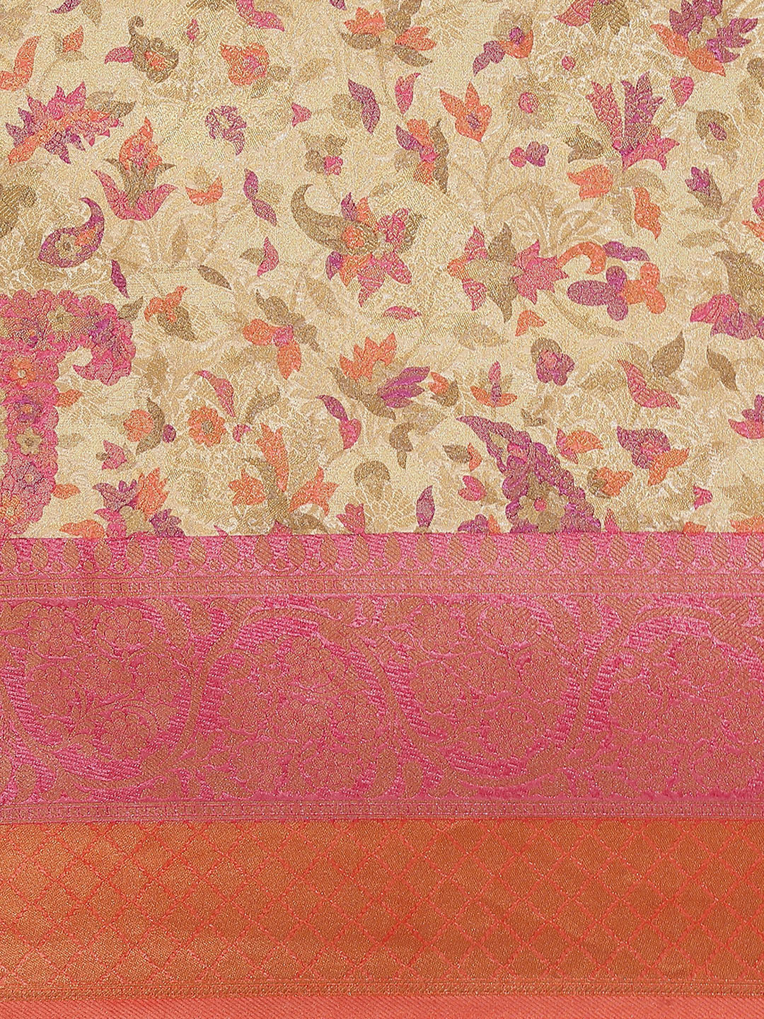 Printed Banarasi Pallu Border Art Handloom Woven Saree