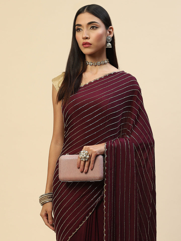 Cutdana Embroidered Crepe Saree