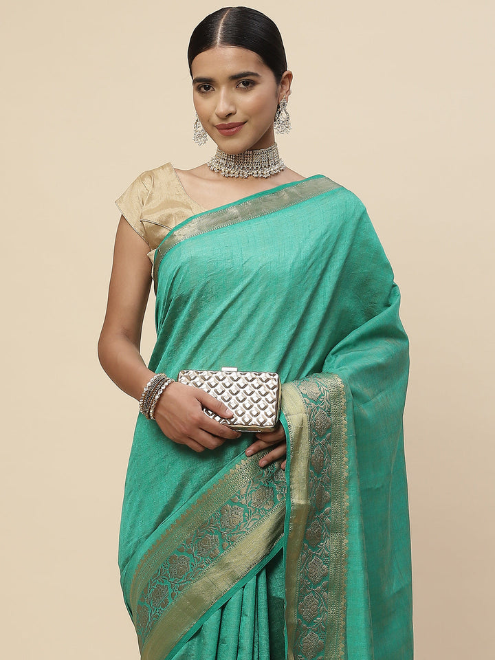 Plain Zari Border Handloom Woven Saree