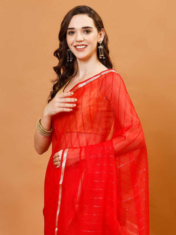 Plain Zari Border Organza Saree