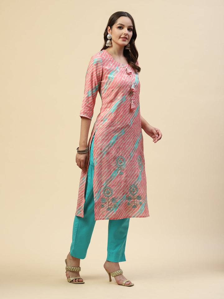 Printed Embroidered Muslin Kurta