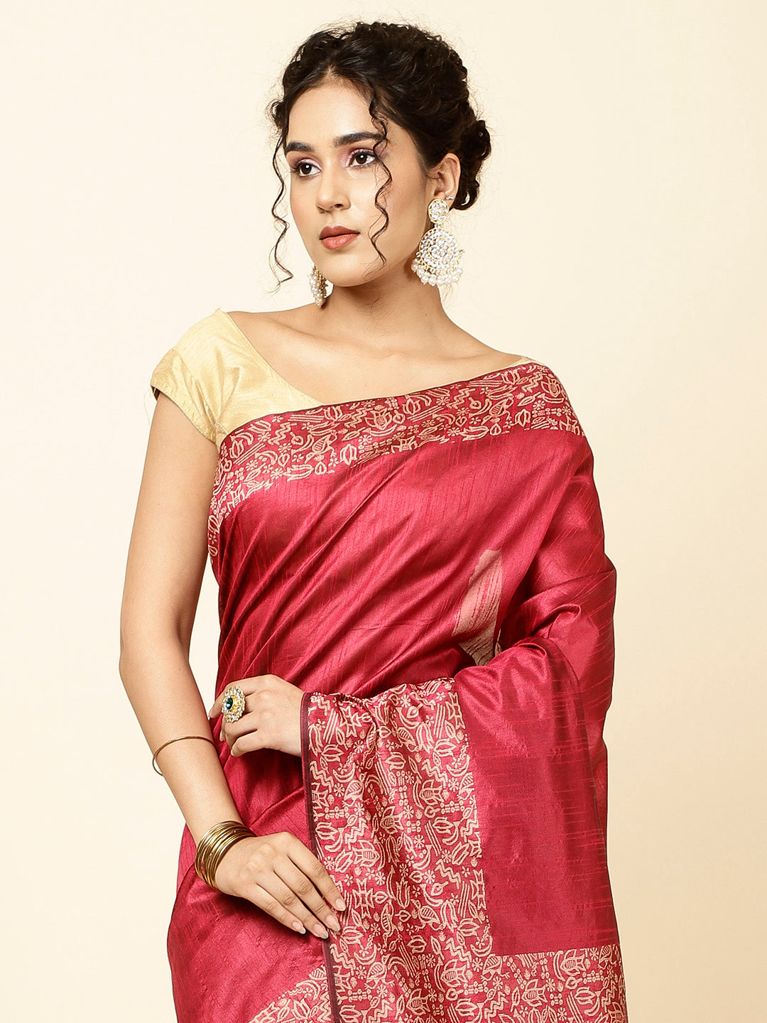 Plain Zari Border Woven Handloom Saree