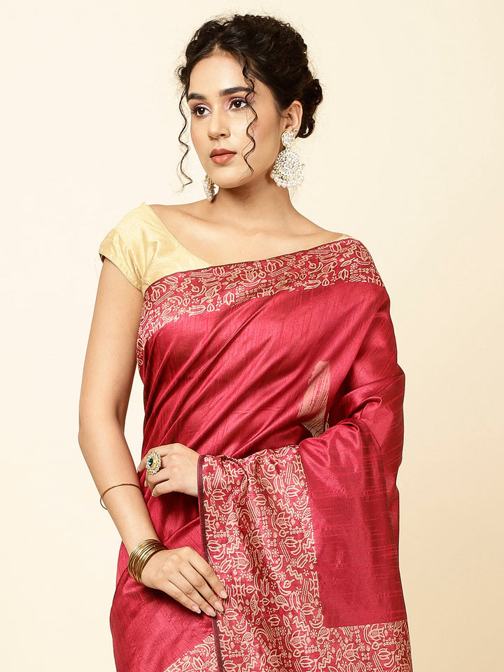 Plain Zari Border Woven Handloom Saree