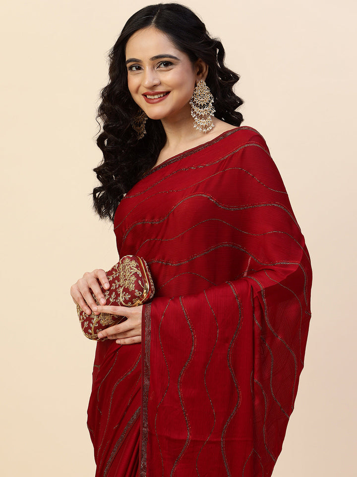 Swarovski Jaal Embroidered Chiffon Saree