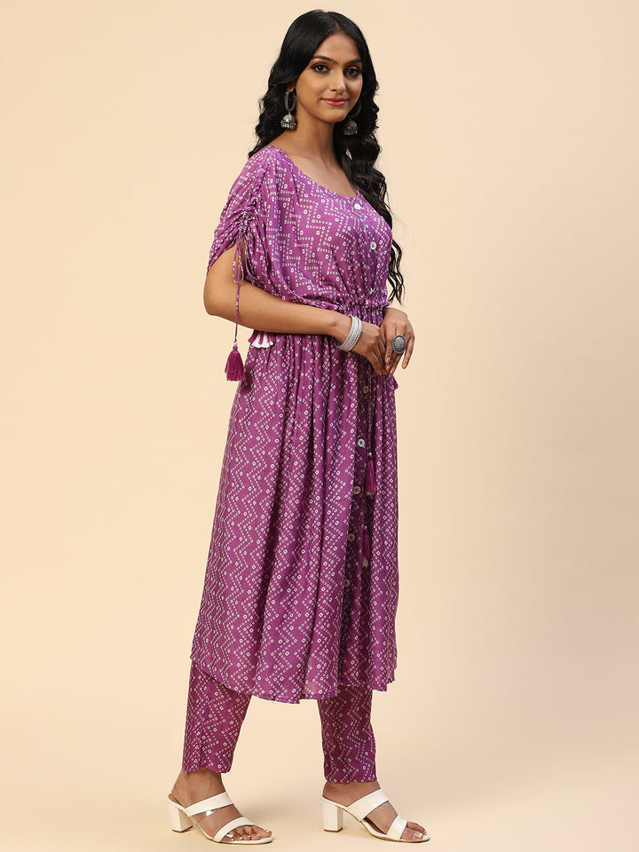 Zigzag Printed Muslin Kurta With Pants