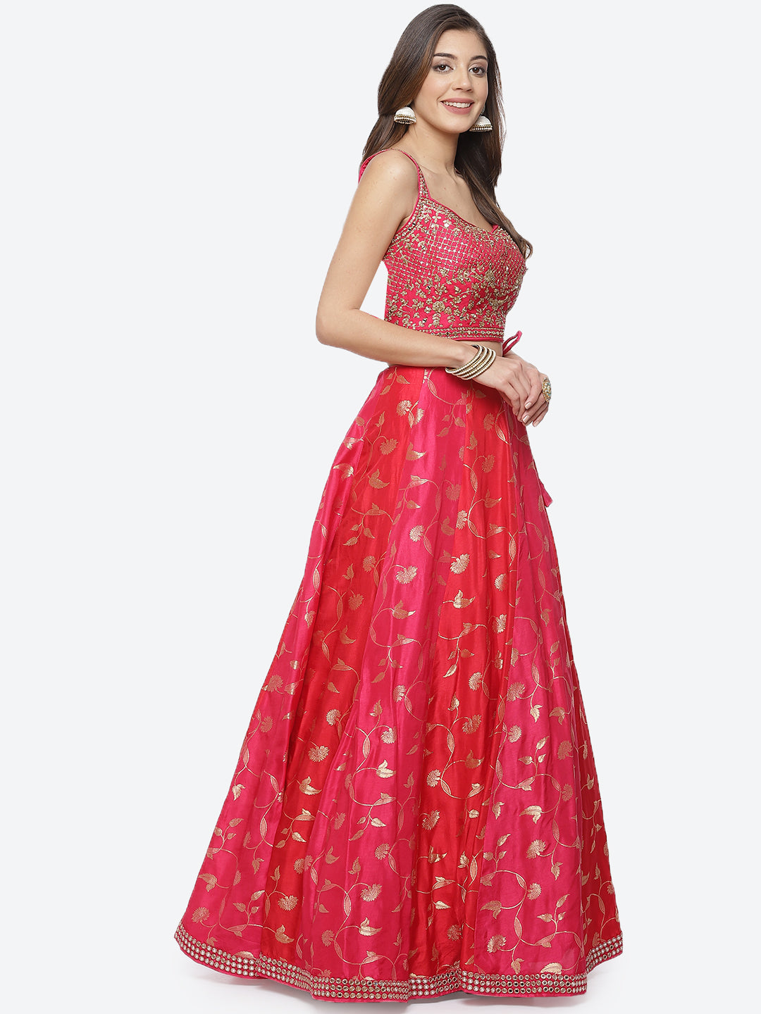 Banarasi Booti Art Handloom Choli With Lehenga &amp; Chiffon Dupatta