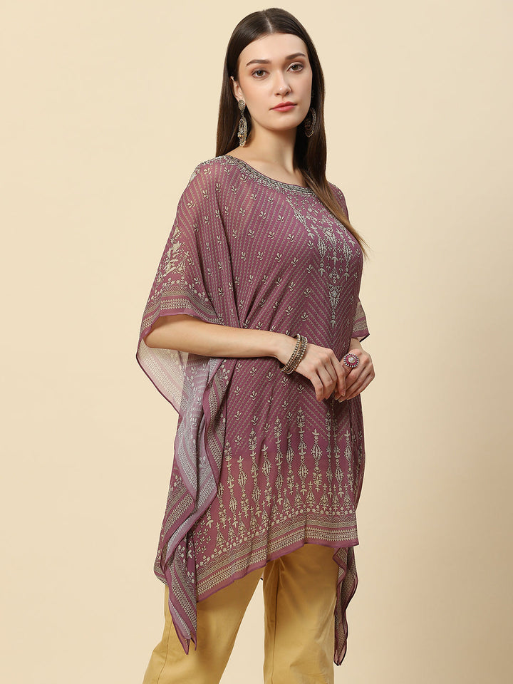 Digital Printed Georgette Kaftan Kurta