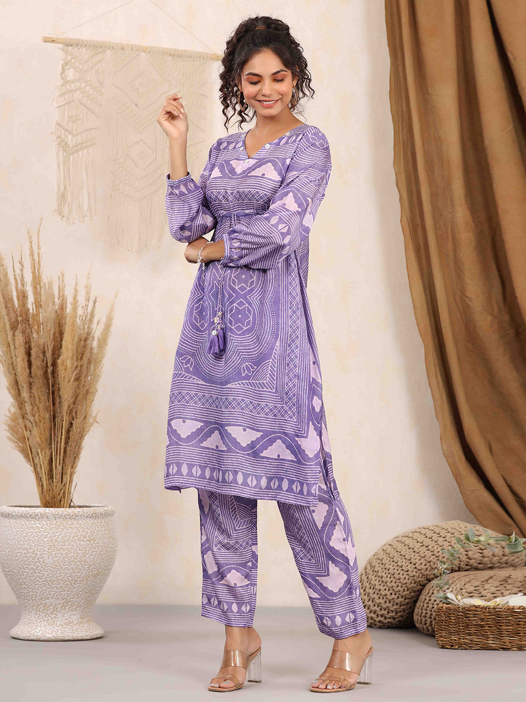 Printed Muslin Kurta With Pants