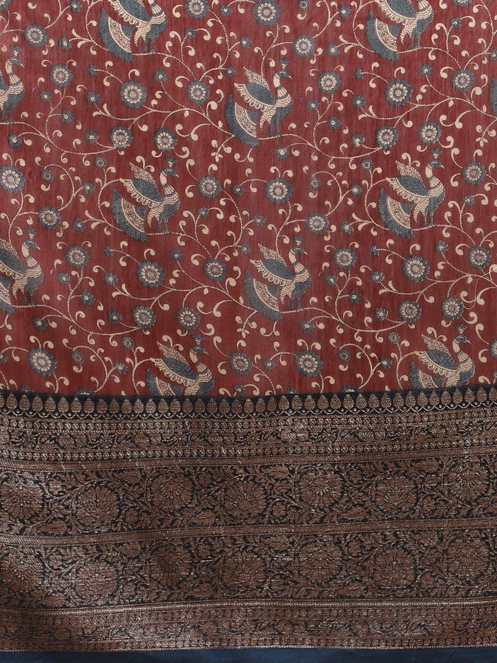 Floral Printed Banarasi Border Pallu Cotton Chanderi Saree