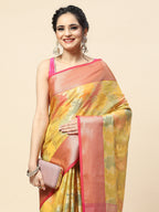 Floral Zari Jaal Cotton Woven Saree