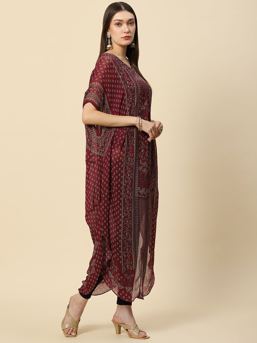 Digital Printed Georgette Kaftan Kurta