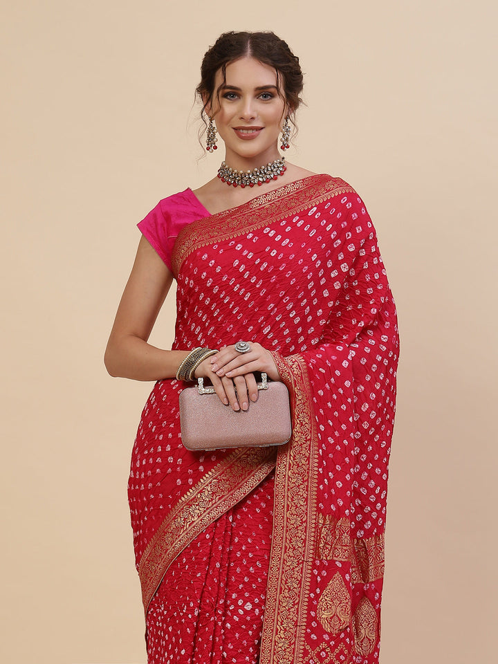 Gharchola Crepe Plain Saree