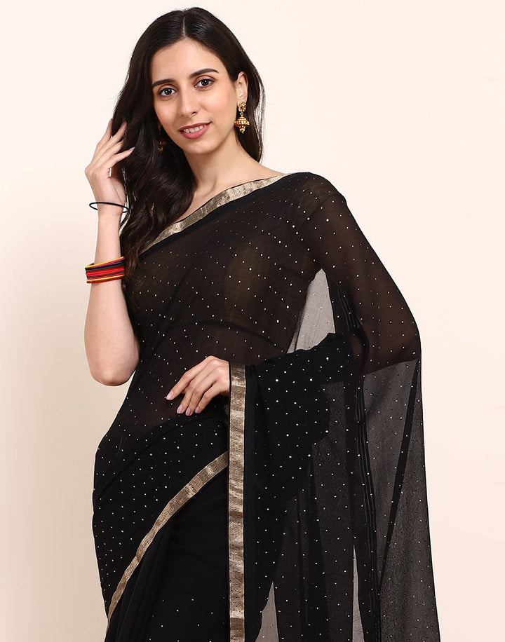 MBZ Meena Bazaar-Maroon Chiffon Saree