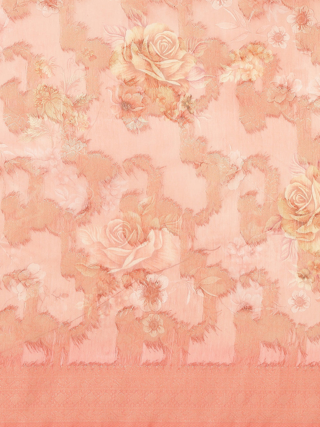 Digital Floral Printed Banarasi Pallu Cotton Chanderi Saree