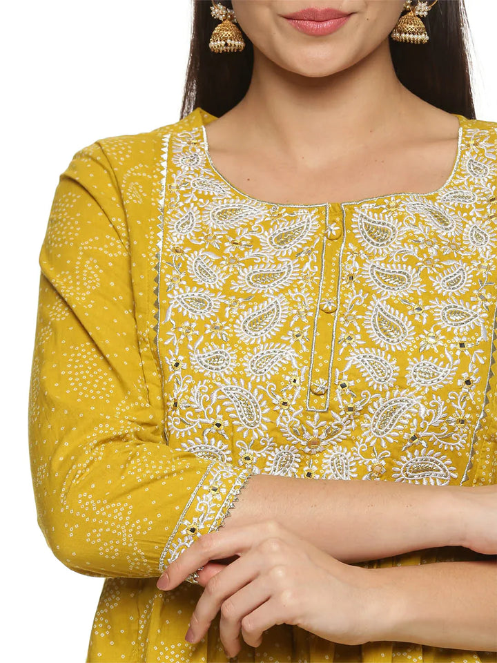 Printed Cotton Kurta With Pants