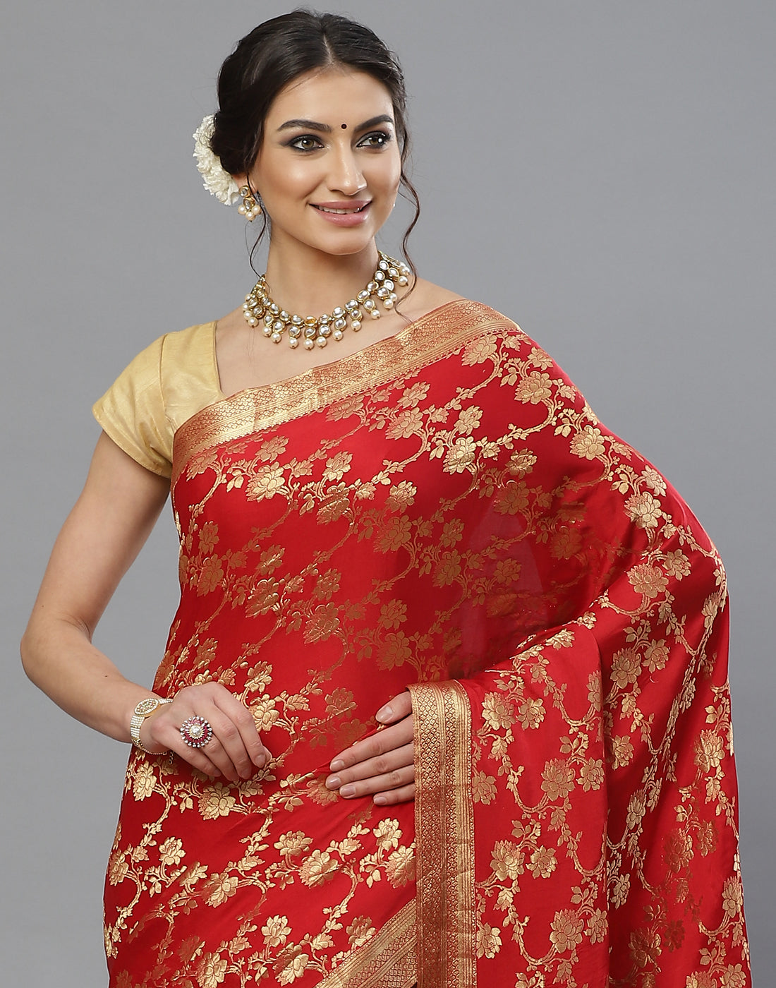Zari Jaal Crepe Saree