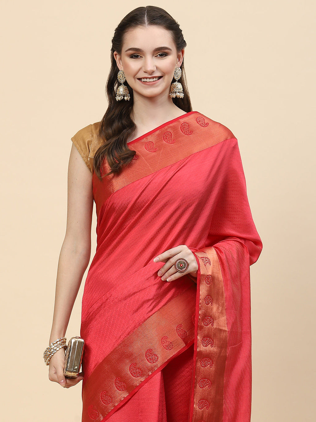Plain Zari Border Handloom Woven Saree