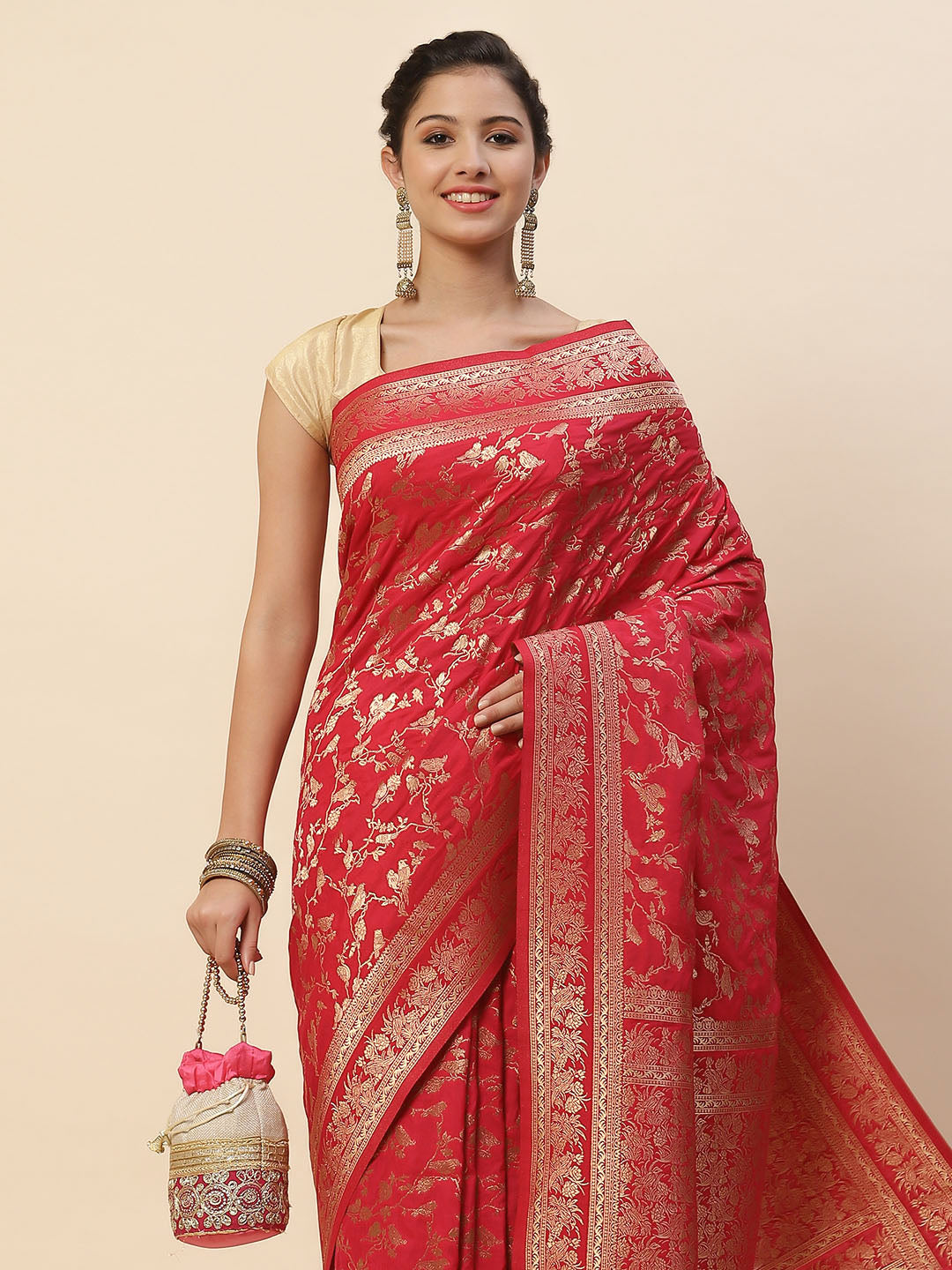 Zari Zaal Art Handloom Woven Saree