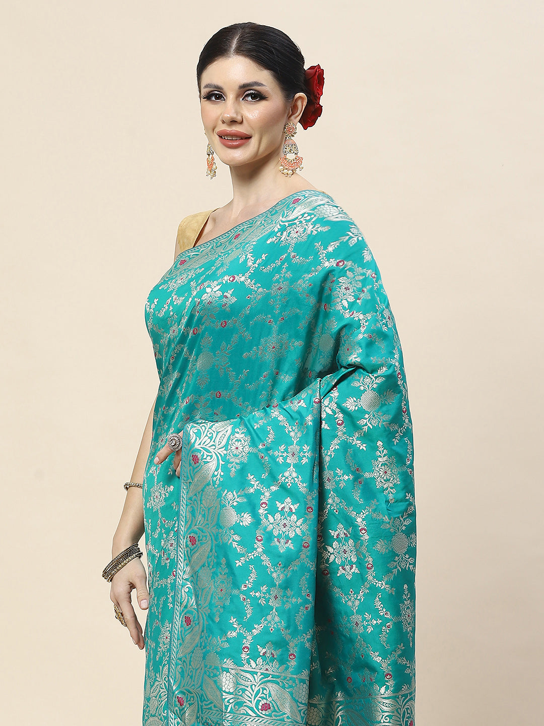 Zari Jaal Woven Art Silk Banarsi Saree