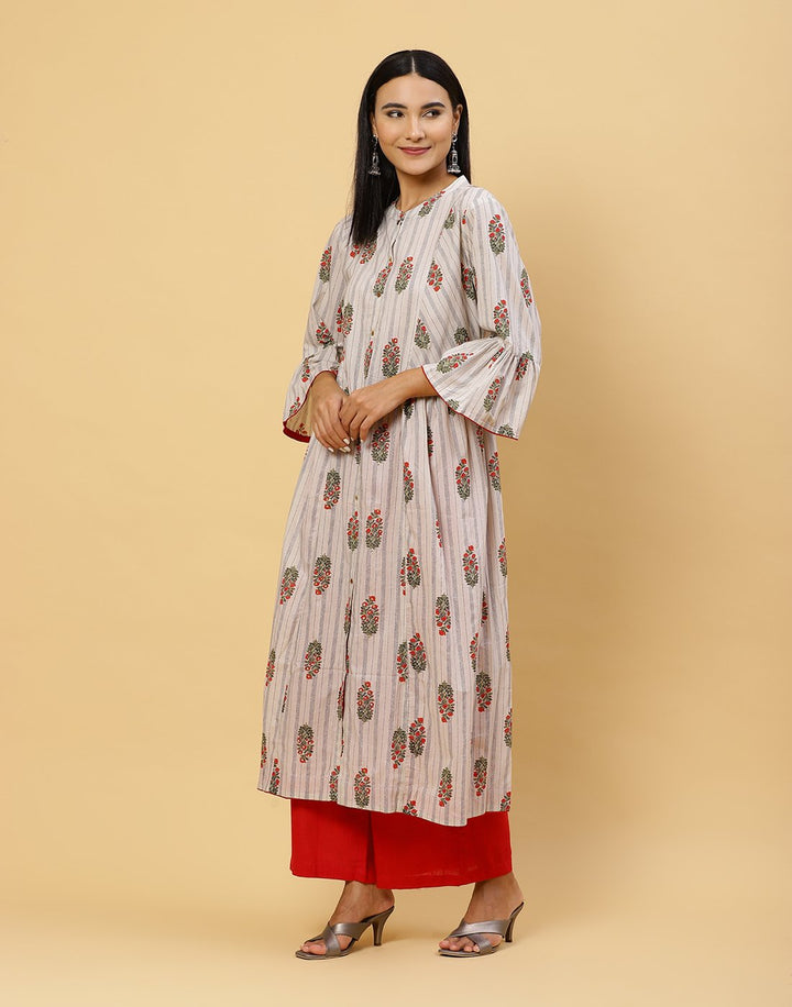 Printed Cotton Anarkali Kurti With Palazzo