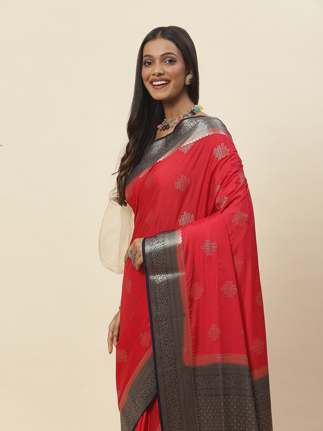 Zari Border Plain Crepe Saree