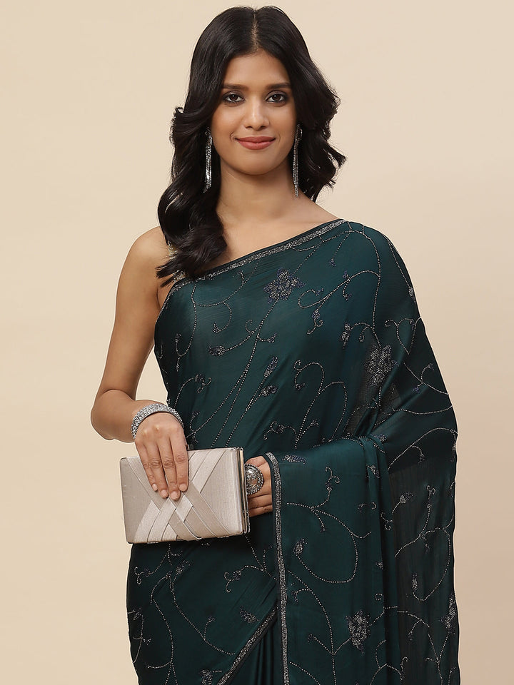 Stone Jaal Embroidered Georgette Saree