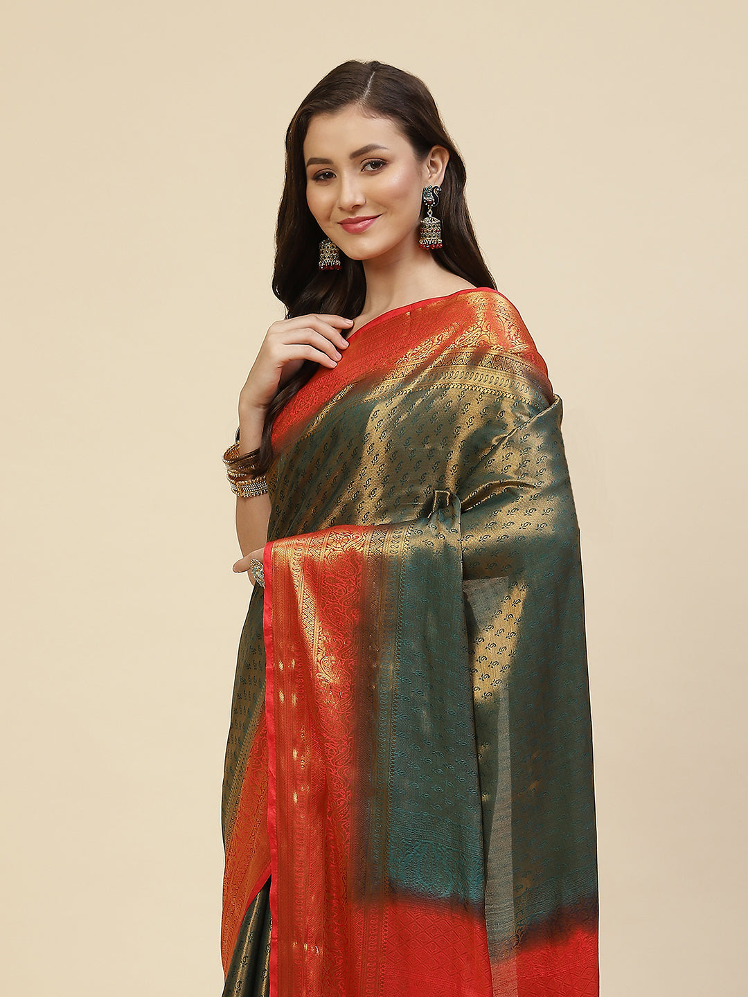 Brocade Zari Jaal Handloom Woven Saree
