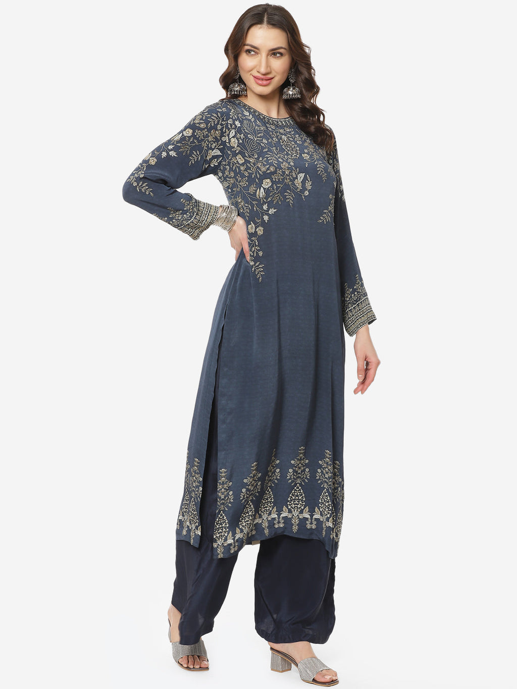 Digital Printed Crepe Stitched Salwar Kameez With Georgette Dupatta