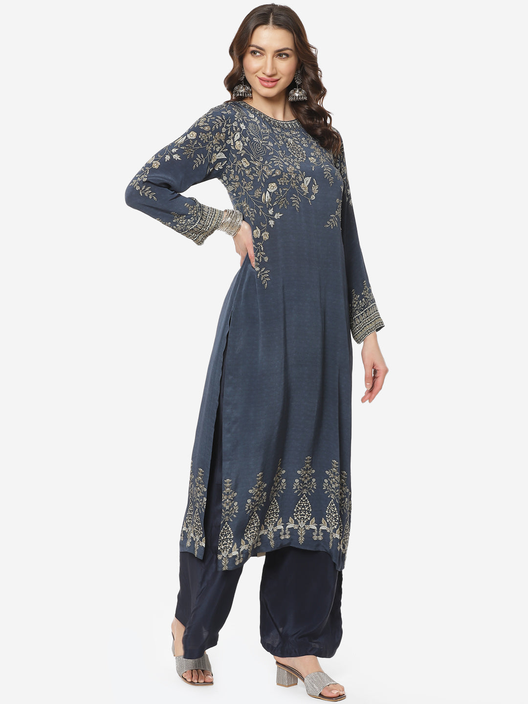 Digital Printed Crepe Stitched Salwar Kameez With Georgette Dupatta