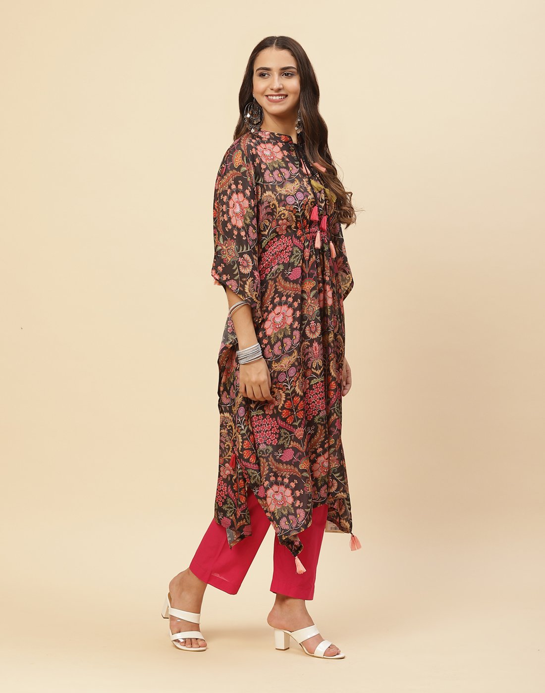 Floral Printed Cotton Muslin Kaftan