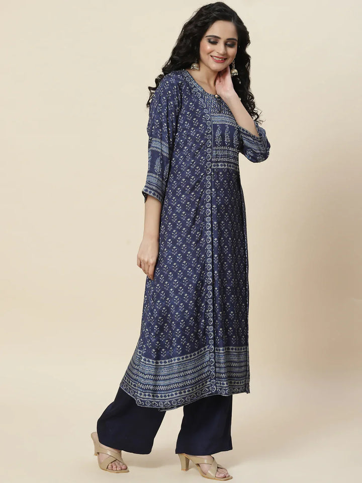 Printed Crepe Kurta With Palazzo