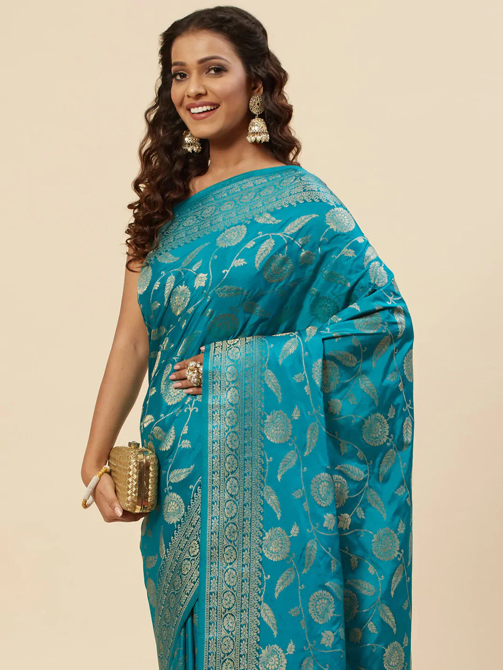 Floral Zari Jaal Handloom Woven Saree