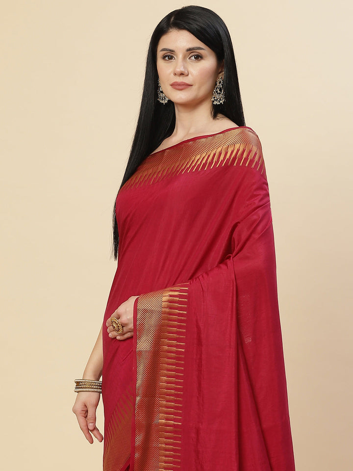 Plain Zari Border Handloom Woven Saree