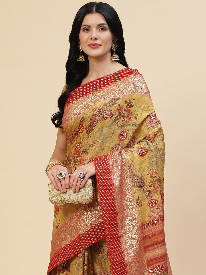 Digital Floral Printed Handloom Saree