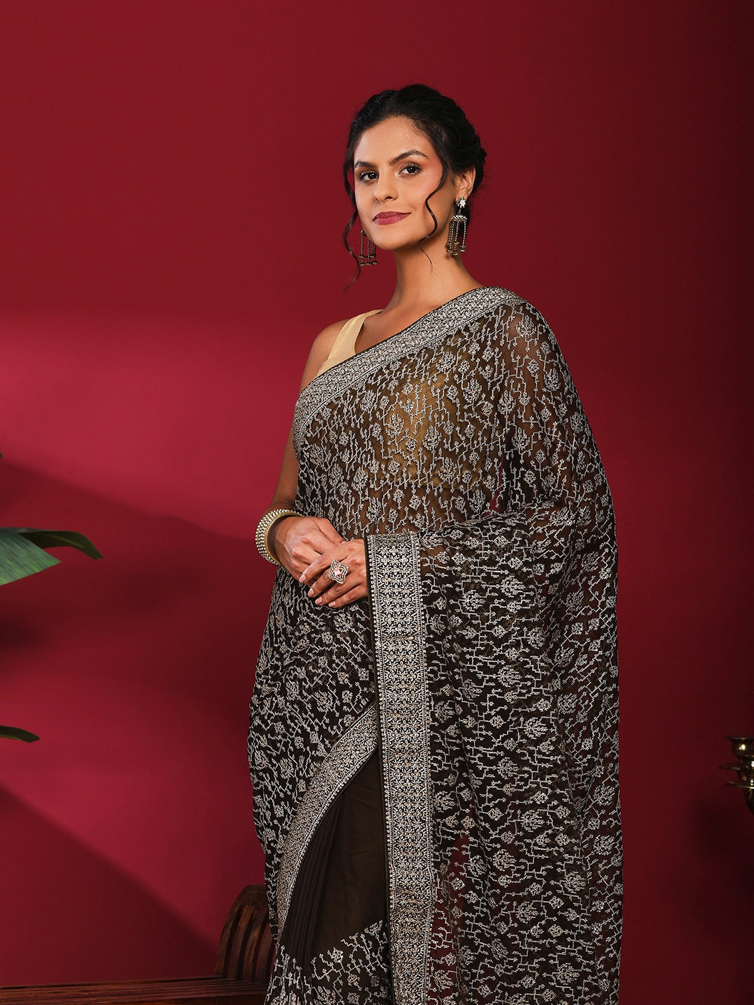 Embroidered Georgette Saree