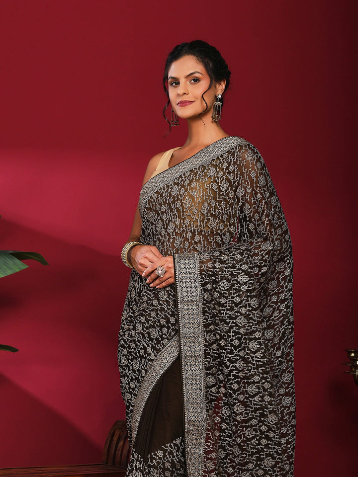 Embroidered Georgette Saree