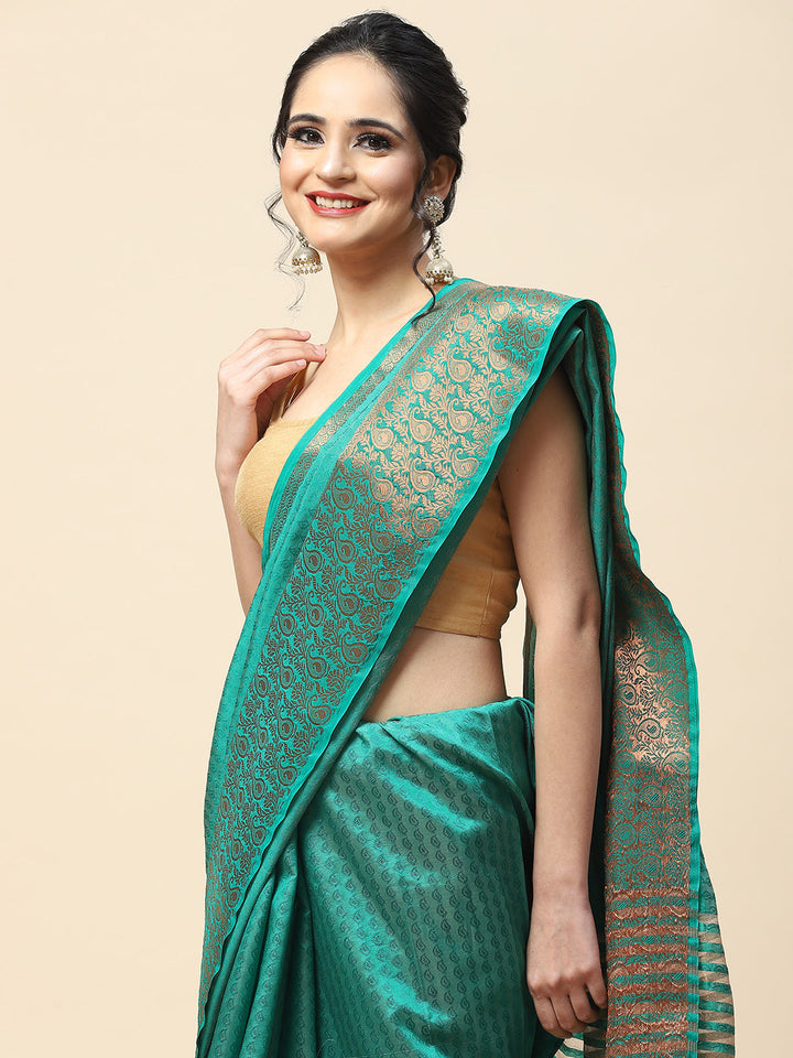 Plain Zari Border Handloom Woven Saree