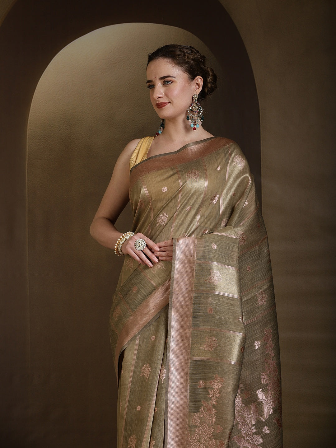 Woven Design Linen Blend Saree